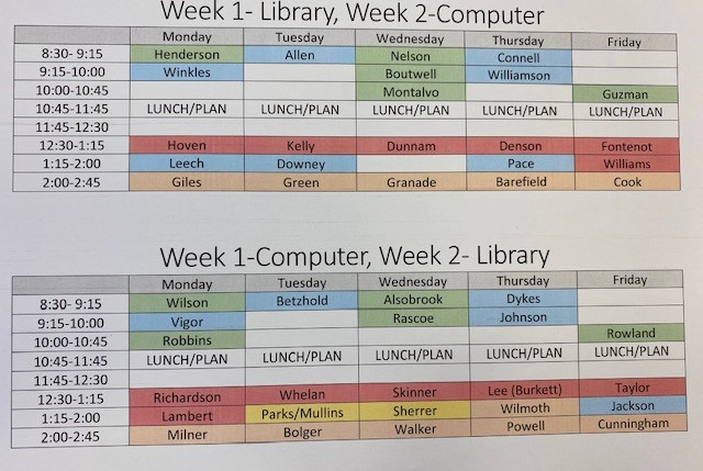 Library Computer Schedule